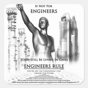 Pegatina Cuadrada Regla de Ingenieros