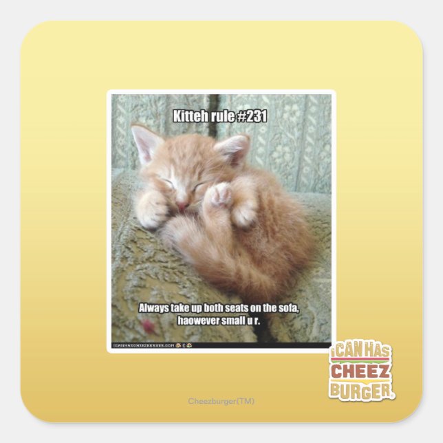 Pegatina Cuadrada Regla de Kitteh #231 (Anverso)