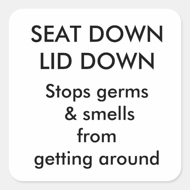 Pegatina Cuadrada Reglas de asiento para inodoros (Anverso)