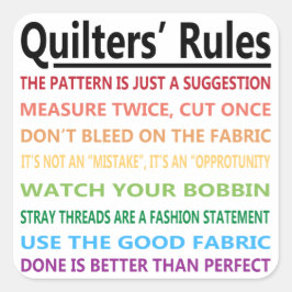 Pegatina Cuadrada Reglas de Quilters