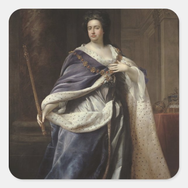 Pegatina Cuadrada Reina Ana, 1703 (Anverso)