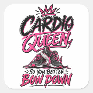 Pegatina Cuadrada Reina Cardio Inclínate Fitness Femenino