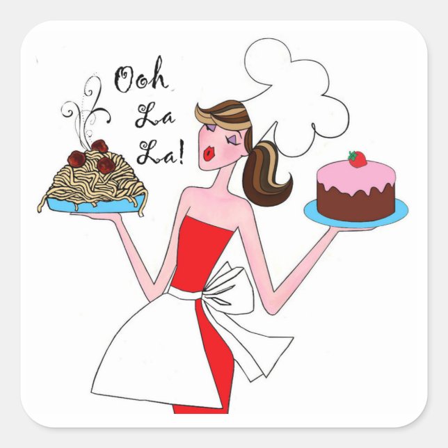 Pegatina Cuadrada ¡Reina Chefista! - "¡Ooh La La!" Pegatinas (Anverso)
