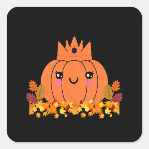 Pegatina Cuadrada Reina de calabaza Camisa de Halloween estética d