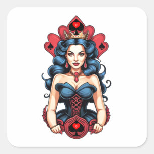 Pegatina Cuadrada Reina de espadas Thunder_Cove
