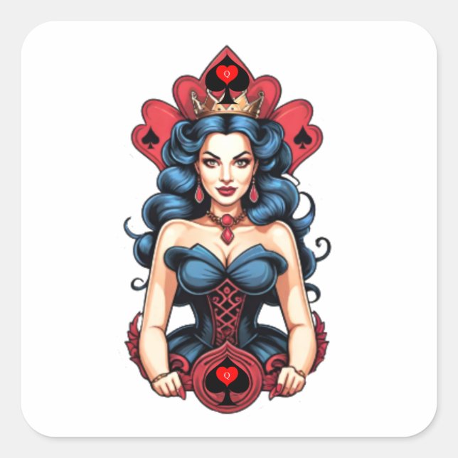 Pegatina Cuadrada Reina de espadas Thunder_Cove (Anverso)