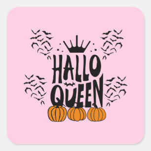 Pegatina Cuadrada Reina de Halloween, Halloqueen, arte de Halloween 