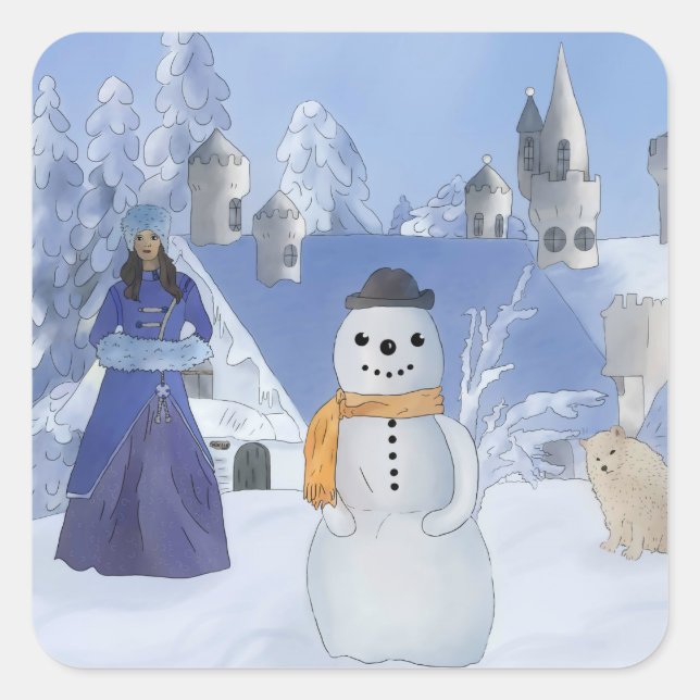 Pegatina Cuadrada Reina de invierno (Anverso)