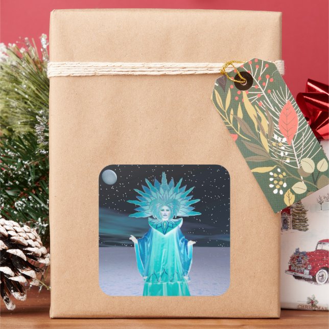 Pegatina Cuadrada Reina de la nieve (Vacaciones)