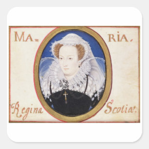 Pegatina Cuadrada Reina de Maria de escocés (1542-87) (aguazo en la