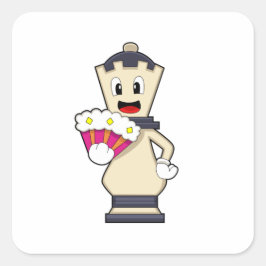 Pegatina Cuadrada Reina de piezas de ajedrez en ajedrez.PNG