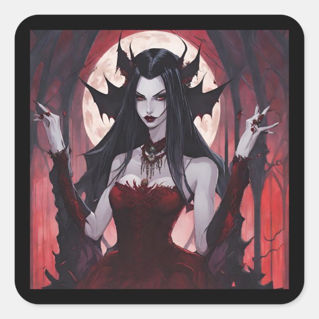 Pegatina Cuadrada Reina de vampiros (Anverso)