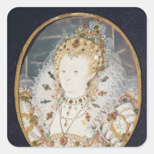 Pegatina Cuadrada Reina Elizabeth I, c.1595-1600