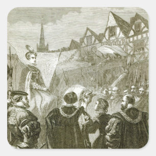 Pegatina Cuadrada Reina Isabel entrando a Londres