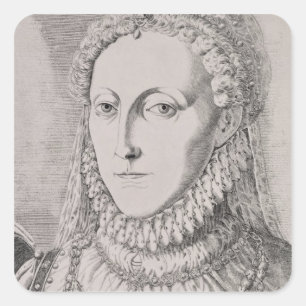 Pegatina Cuadrada Reina Isabel I (1533-1603), c.1572-75 (grabado)