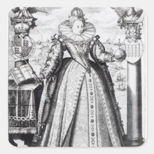 Pegatina Cuadrada Reina Isabel I 1596