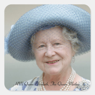 Pegatina Cuadrada Reina Isabel, Reina Madre 1988