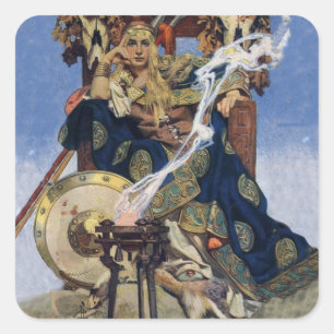 Pegatina Cuadrada Reina Maeve Princesa Guerrera Arte Fantástico