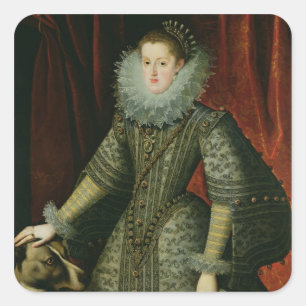 Pegatina Cuadrada Reina Margarita de Austria, 1609 (aceite en lona)