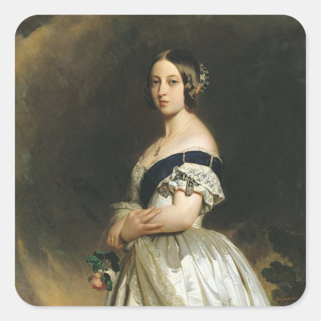 Pegatina Cuadrada Reina Victoria 1842 (Anverso)
