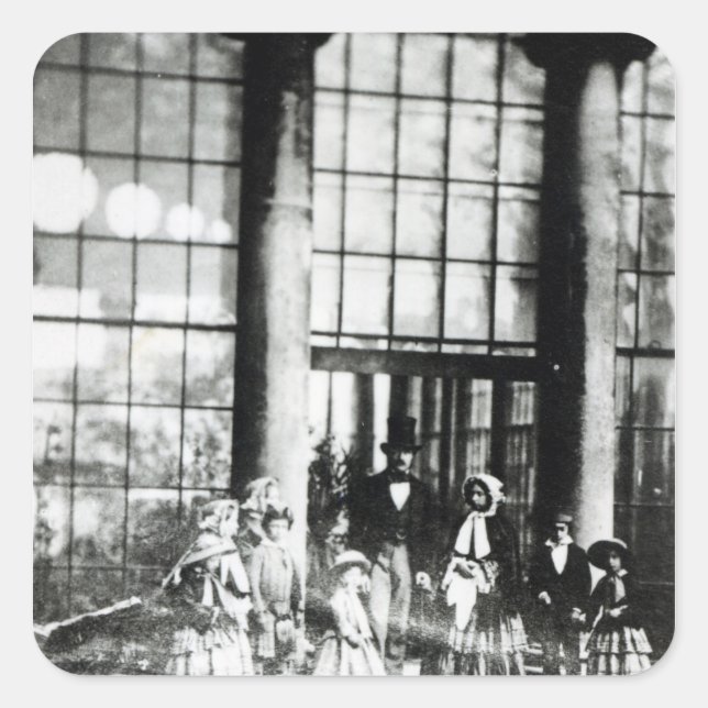 Pegatina Cuadrada Reina Victoria y Príncipe Alberto con sus (Anverso)