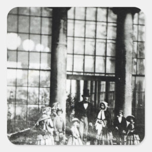 Pegatina Cuadrada Reina Victoria y Príncipe Alberto con sus