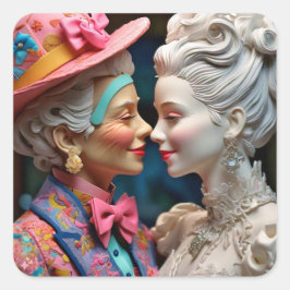 Pegatina Cuadrada Reina y princesa