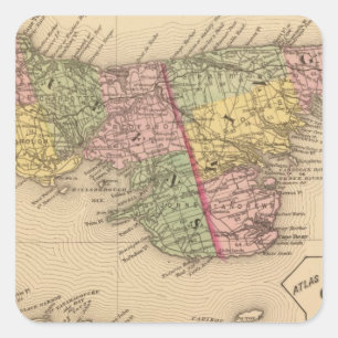 Pegatina Cuadrada Reinas, condados de Reyes, PEI