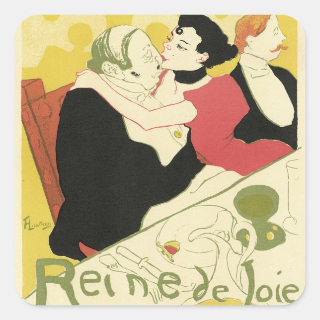 Pegatina Cuadrada Reine de Joie (Reina del Placer) Toulouse Lautrec (Anverso)