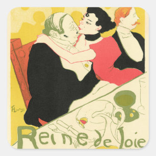 Pegatina Cuadrada Reine de Joie Toulouse Lautrec