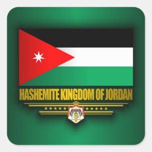 Pegatina Cuadrada Reino de la bandera de Jordania