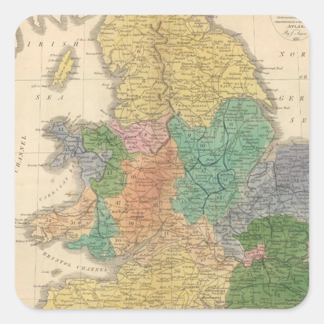 Pegatina Cuadrada Reinos de los anglosajones (Anverso)