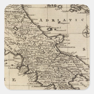 Pegatina Cuadrada Reinos de Nápoles y Sicilia, Italia