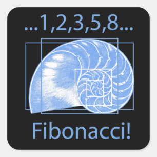 Pegatina Cuadrada Relación dorada, espiral fibonacci