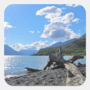 Pegatina Cuadrada Relajante Lago Kenai Alaska