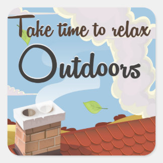 Pegatina Cuadrada Relájese en el poster retro al aire libre