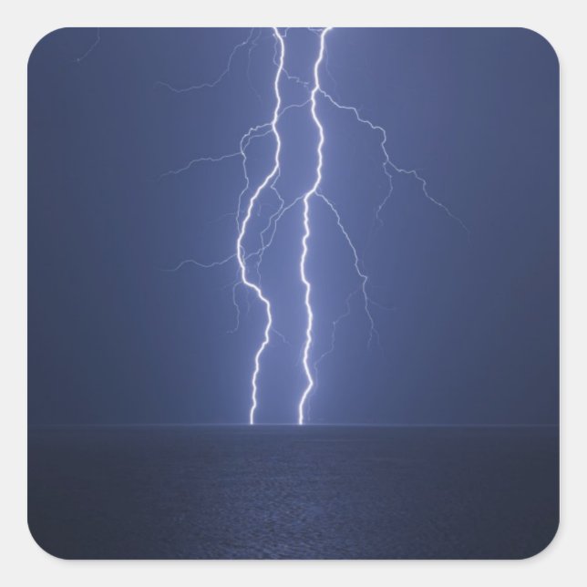 Pegatina Cuadrada Relámpago (Anverso)