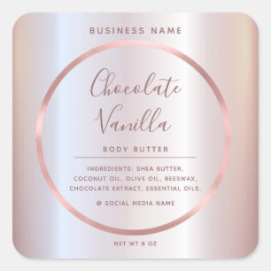 Pegatina Cuadrada Relieve metalizado de círculo de tipografía minima