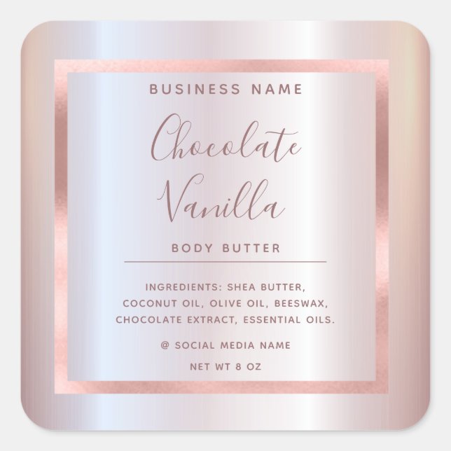 Pegatina Cuadrada Relieve metalizado de tipografía moderna minimalis (Anverso)