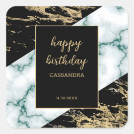 Pegatina Cuadrada Relieve metalizado dorado de Mármol Blanco Pintura