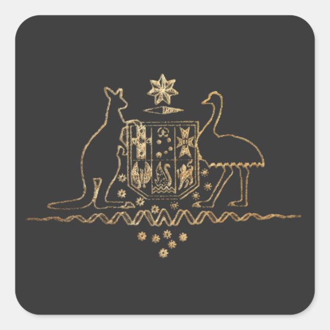 Pegatina Cuadrada Relieve metalizado dorado Faux Monograma de PixDez (Anverso)