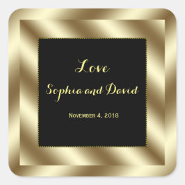 Pegatina Cuadrada Relieve metalizado dorado Glam y Personalizado Bod
