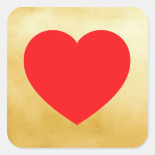 Pegatina Cuadrada Relieve metalizado dorado Valentine Heart
