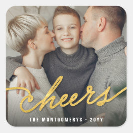 Pegatina Cuadrada Relieve metalizado dorado vitorea caligrafía guión