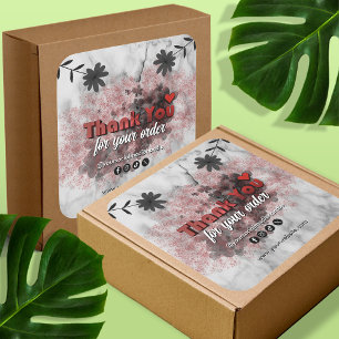 Pegatina Cuadrada Relieve metalizado Metálico Rojo Moderno Gracias M