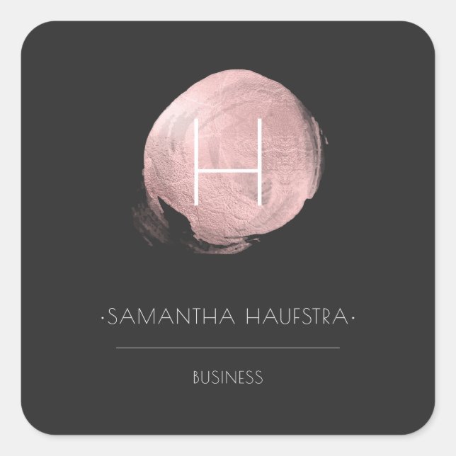 Pegatina Cuadrada Relieve metalizado PixDezines Monograma Gold Faux (Anverso)