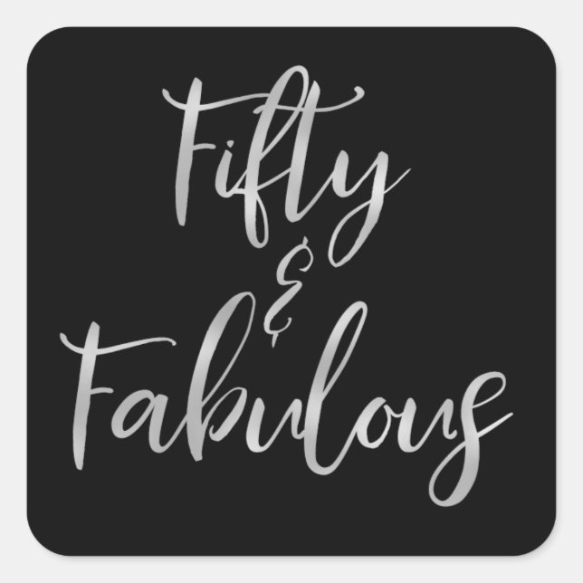 Pegatina Cuadrada Relieve metalizado plateado Cincuenta y Fabuloso (Anverso)