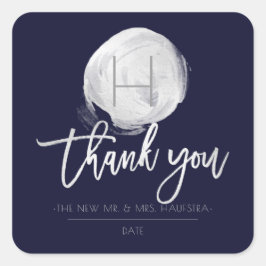 Pegatina Cuadrada Relieve metalizado plateado Monograma de PixDezine