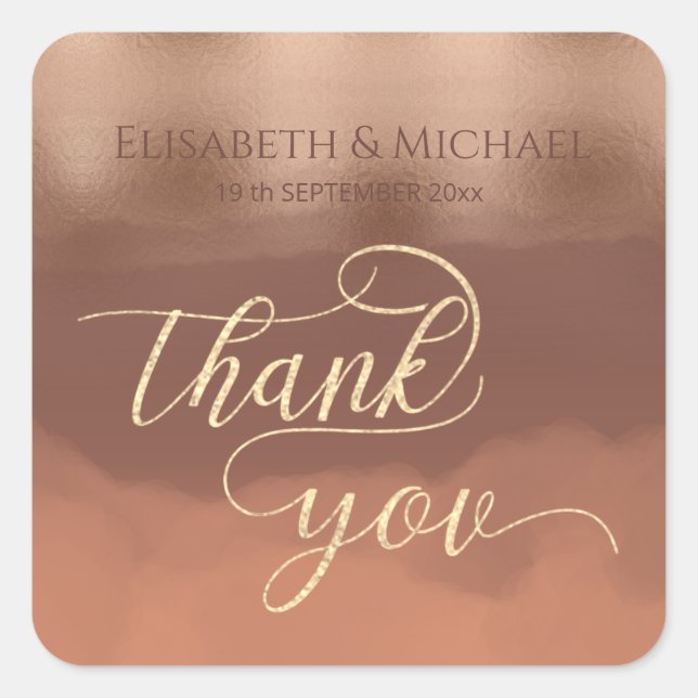 Pegatina Cuadrada Relieve metalizado Rosa dorado canela cantaloupe a (Anverso)