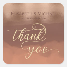 Pegatina Cuadrada Relieve metalizado Rosa dorado canela cantaloupe a